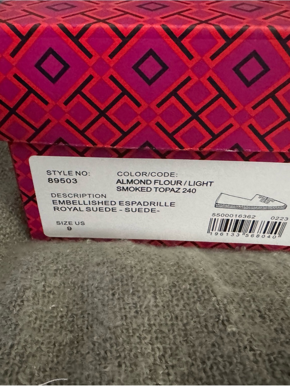 Tory Burch Taupe Suede Espadrille Slip-Ons with Embellished Logo - Picture 6 of 6
